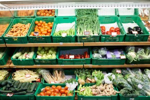 Fruits and vegetables at a farmers market